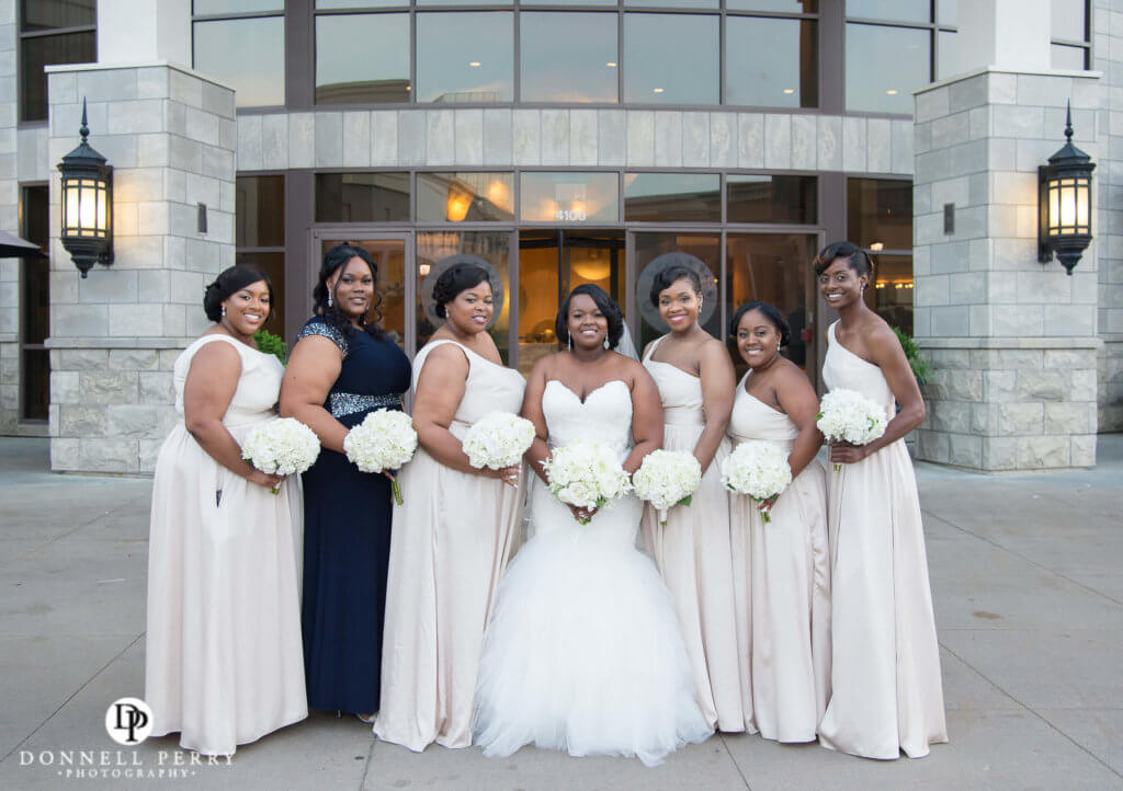 bridesmaids in white and ivory