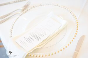 white and ivory wedding table setting